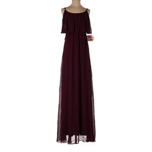 SHOW ME YOUR MUMU Caitlin Ruffle Maxi Dress w/Charm, Women’s Size M, Burgundy